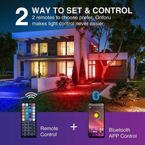 img 3 attached to Onforu LED Flood Light 250W Equivalent 2500 LM 2 Control Way, Bluetooth RGBW Stage Lights With Remote&APP, 16 Million Colors 27 Modes, Uplights Music Synchronize, Timing, IP66 Spotlights For Christmas