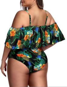 img 1 attached to Daci Swimsuits Waisted Shoulder Pineapple Women's Clothing - Swimsuits & Cover Ups