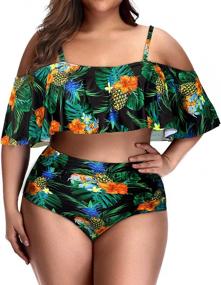 img 4 attached to Daci Swimsuits Waisted Shoulder Pineapple Women's Clothing - Swimsuits & Cover Ups