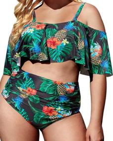 img 3 attached to Daci Swimsuits Waisted Shoulder Pineapple Women's Clothing - Swimsuits & Cover Ups