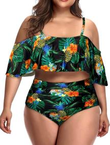 img 2 attached to Daci Swimsuits Waisted Shoulder Pineapple Women's Clothing - Swimsuits & Cover Ups