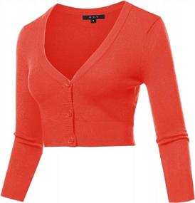 img 3 attached to Solid Women'S Cropped Bolero Cardigan With Button-Down Design, 3/4 Sleeve And V-Neck By A2Y