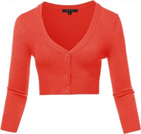 img 4 attached to Solid Women'S Cropped Bolero Cardigan With Button-Down Design, 3/4 Sleeve And V-Neck By A2Y