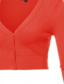 img 1 attached to Solid Women'S Cropped Bolero Cardigan With Button-Down Design, 3/4 Sleeve And V-Neck By A2Y