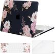 mosiso compatible with macbook pro 13 inch case m2 2022, 2021, 2020-2016 a2338 m1 a2251 a2289 a2159 a1989 a1708 a1706, plastic peony hard shell case&keyboard cover&screen protector, black logo