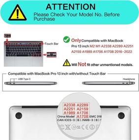 img 3 attached to MOSISO Compatible With MacBook Pro 13 Inch Case M2 2022, 2021, 2020-2016 A2338 M1 A2251 A2289 A2159 A1989 A1708 A1706, Plastic Peony Hard Shell Case&Keyboard Cover&Screen Protector, Black