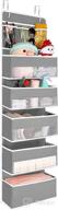 6-layer over the door organizer - hanging door storage for nursery with 5 enlarged pockets &amp; 3 clear pvc pockets - grey, ideal for baby essentials, diapers, toys, and accessories - 1 pack логотип