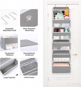 img 2 attached to 6-Layer Over The Door Organizer - Hanging Door Storage for Nursery with 5 Enlarged Pockets &amp; 3 Clear PVC Pockets - Grey, Ideal for Baby Essentials, Diapers, Toys, and Accessories - 1 Pack