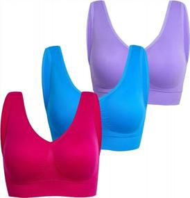 img 3 attached to Pack Of 3 PRETTYWELL Comfortable Seamless Wireless Sleep Bras For Women, Yoga And Sports With Removable Pads