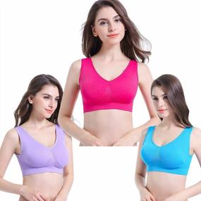 img 4 attached to Pack Of 3 PRETTYWELL Comfortable Seamless Wireless Sleep Bras For Women, Yoga And Sports With Removable Pads