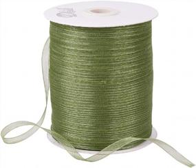 img 4 attached to Grass Green 1/4 Inch Sheer Organza Ribbon 500 Yards - BENECREAT Sparkle Gift Wrapping Ribbon For St. Patrick'S Festival Decoration DIY Crafts Arts & Garden