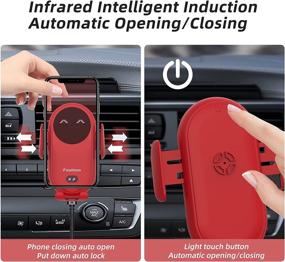 img 2 attached to 🔌 Red Wireless Car Charger: Smart Auto-Sensor Car Phone Holder Mount & Fast Charging Compatible with iPhone13/12, Samsung S22+/21/20