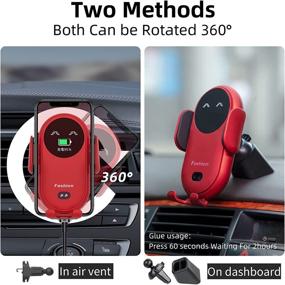 img 1 attached to 🔌 Red Wireless Car Charger: Smart Auto-Sensor Car Phone Holder Mount & Fast Charging Compatible with iPhone13/12, Samsung S22+/21/20