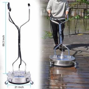 img 1 attached to Commercial Stainless Steel Surface Cleaner With Dual Handlebar And Wheels For Pressure Washer - 21 Inch Diameter, Ideal For Driveways, Sidewalks, Patios - Max 4500 PSI Pressure