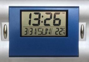 img 2 attached to Blue Digital Wall Clocks – Silent Battery Operated LCD Clock With Countdown/Countup Timer, Indoor Temperature And Date For Home, Office And Bathroom Use