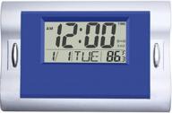 blue digital wall clocks – silent battery operated lcd clock with countdown/countup timer, indoor temperature and date for home, office and bathroom use логотип