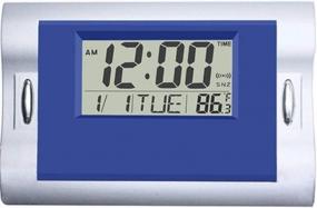 img 4 attached to Blue Digital Wall Clocks – Silent Battery Operated LCD Clock With Countdown/Countup Timer, Indoor Temperature And Date For Home, Office And Bathroom Use