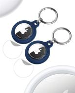 🔵 2-pack silicone case for apple airtag - car key chain finder | protection tracker accessories - blue logo