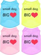 🐾 breathable printed dog shirts: 4-piece sleeveless puppy t-shirts for summer - heart design - ideal for dogs, cats, and puppies логотип