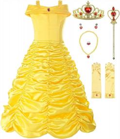 img 4 attached to Yellow Layered Princess Costume Dress-Up With Accessories For Little Girls By ReliBeauty