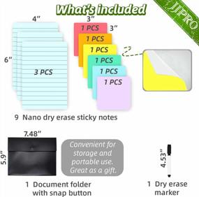 img 1 attached to Reusable Dry Erase Sticky Notes - Colorful Whiteboard Stickers - Set Of 6X 3"X3" And 3X 4"X6" Lined Pads - Adheres To Smooth Surfaces - Washable, Removable And Environmentally Friendly!