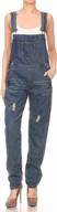 anna-kaci womens distressed denim overalls with tapered leg and pockets logo