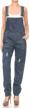 anna-kaci womens distressed denim overalls with tapered leg and pockets logo