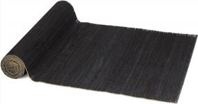 img 4 attached to BambooMN Black Bamboo Matchstick Table Runner - Home Décor, 1 Piece