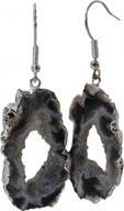 silver electroplated geode slice earrings with agate stone and sparkling druzy crystals logo