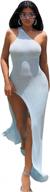 женское сексуальное длинное макси-платье с разрезом на одно плечо - пляжная одежда в рубчик xllais логотип