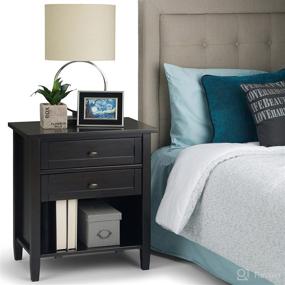 img 3 attached to 🛏️ Warm Shaker Dark Brown Solid Wood Nightstand, 24" Wide Rectangle with Storage - 2 Drawers, 1 Shelf for Bedroom, Rustic