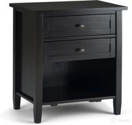 🛏️ warm shaker dark brown solid wood nightstand, 24" wide rectangle with storage - 2 drawers, 1 shelf for bedroom, rustic logo