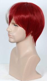 img 3 attached to Half Red And Silver Cosplay Wig For Halloween Costume - Linfairy Short Wig