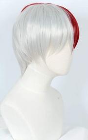 img 1 attached to Half Red And Silver Cosplay Wig For Halloween Costume - Linfairy Short Wig