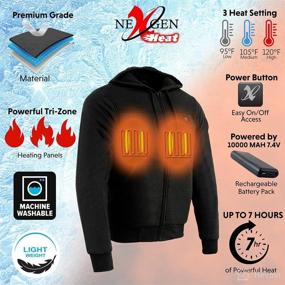 img 3 attached to 🔥 Innovative Nexgen Heat MPM1713: Men's Black 'Heated' Hoodie with Front and Back Heated Elements - Stay Warm in Style!