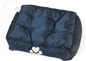 img 1 attached to 🐾 HappyCare Textiles Medium Reversible Pet Bed/Cuddler: Indigo/Steel Gray Jacquard Design, Perfect for All Seasons