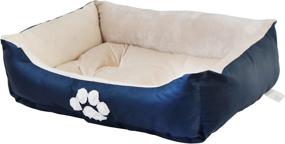 img 2 attached to 🐾 HappyCare Textiles Medium Reversible Pet Bed/Cuddler: Indigo/Steel Gray Jacquard Design, Perfect for All Seasons