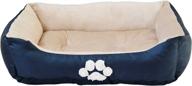 🐾 happycare textiles medium reversible pet bed/cuddler: indigo/steel gray jacquard design, perfect for all seasons logo