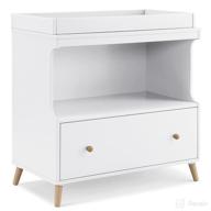 🌿 greenguard gold certified delta children essex changing table with drawer - bianca white/natural logo