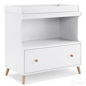 img 4 attached to 🌿 Greenguard Gold Certified Delta Children Essex Changing Table with Drawer - Bianca White/Natural