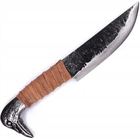 img 4 attached to Norse Tradesman Viking Knife With Raven'S Head Hilt & Leather Sheath - 5.5" Carbon Steel Blade