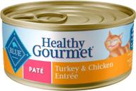 🐱 blue buffalo healthy gourmet natural adult pate wet cat food: turkey & chicken - 24 pack, 5.5-oz cans логотип