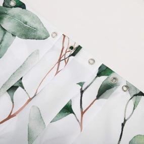 img 3 attached to Transform Your Bathroom With LIVILAN'S Green Leaf Eucalyptus Shower Curtain, Watercolor Sage Leaves Botanical Design, 72X72 Inches With 12 Hooks Included