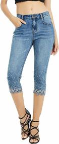 img 4 attached to ZENTHACE Women'S Mid Rise Stretchy Denim Capri Jeans