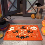 halloween door mat indoor outdoor halloween funny welcome mat, 24”x36” halloween rugs candies ghost bat wizard print halloween doormat, trick or treat sign halloween decorations outdoor, orange logo