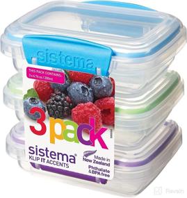 img 4 attached to Sistema KLIP IT Accents Collection Food Storage Containers, 6.7 oz./0.2 L, Assorted Colors, Pack of 3