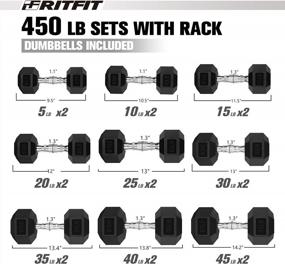 img 3 attached to RITFIT Rubber Hex Dumbbells Set With Optional Rack - Choose From 220-450 LB Multi-Weight Set For Home Gym And Fitness