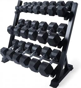 img 4 attached to RITFIT Rubber Hex Dumbbells Set With Optional Rack - Choose From 220-450 LB Multi-Weight Set For Home Gym And Fitness