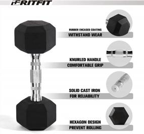 img 2 attached to RITFIT Rubber Hex Dumbbells Set With Optional Rack - Choose From 220-450 LB Multi-Weight Set For Home Gym And Fitness