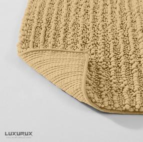 img 1 attached to Soft And Absorbent Zebrux Non Slip Bathroom Rugs Set - Thick Shaggy Chenille Bath Mats For Indoor/Kitchen, Striped Design In Beige (20 X 30 + 15 X 23'')